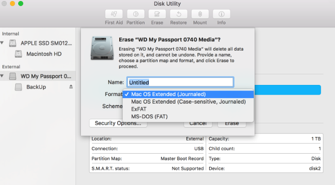 my passport formatting for mac error message